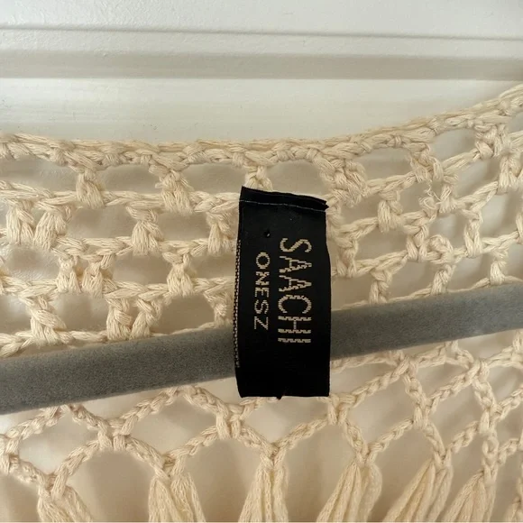 Saachi open kit crochet sun cardigan kimono cover up with tassels boho vacation - Picture 7 of 8